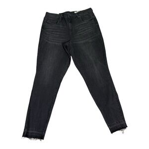 BlankNYC Black Mid Rise Skinny Raw Hem Stretch Jeans 16W Modern Minimalist NWT